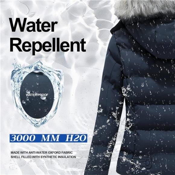 Hooded Warm Winter Coat Quilted Thicken Puffer Jacket with Removable Fur Hood - Picture 4 of 7